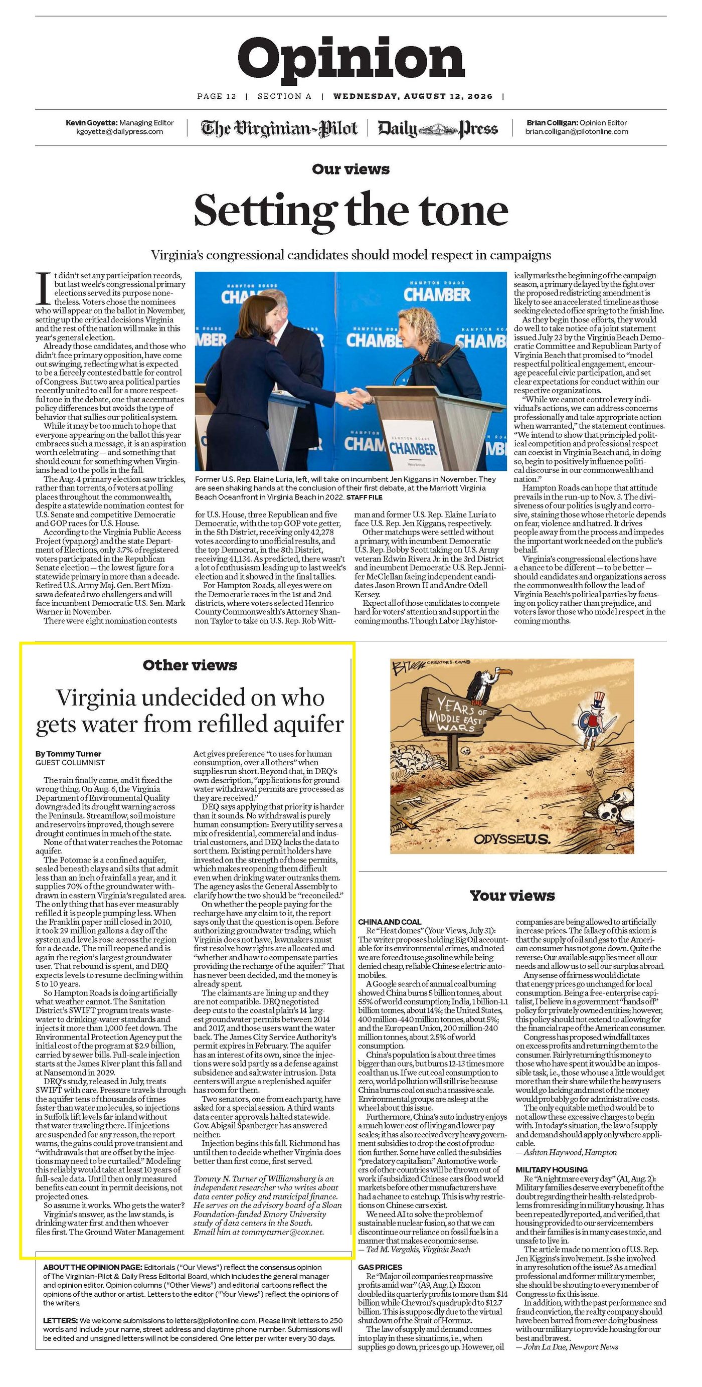 Column: Virginia undecided on who gets water from refilled aquifer, page 1 of 2
