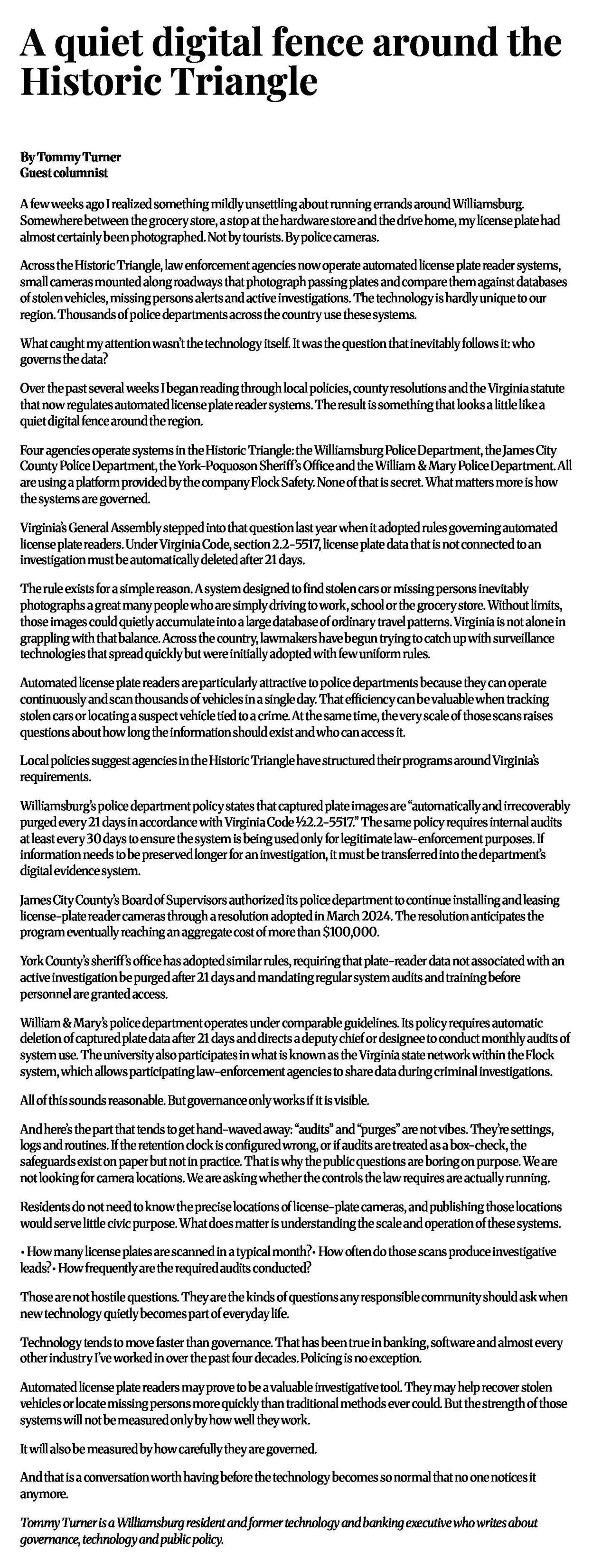 A quiet digital fence around the Historic Triangle, page 2 of 2