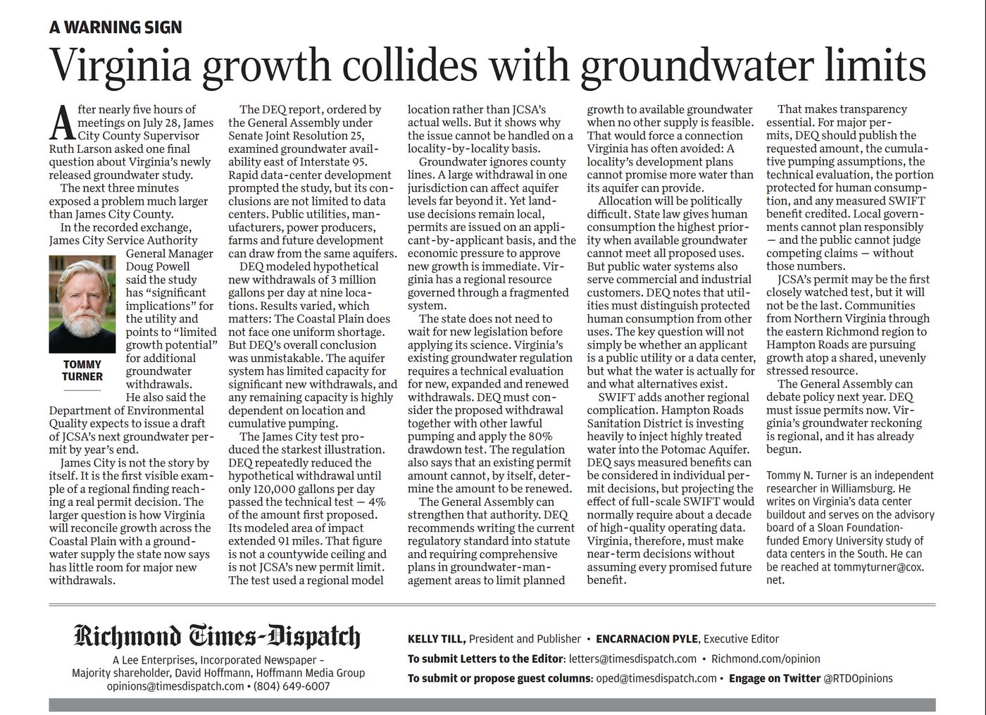 Column: Virginia groundwater limits put growth in question
