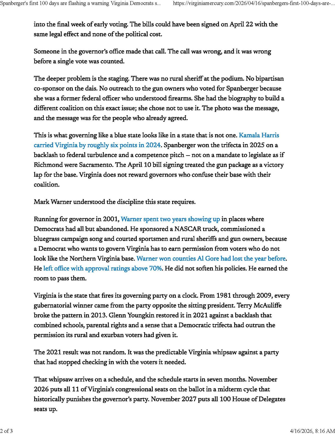 Spanberger's first 100 days are flashing a warning Virginia Democrats should not ignore, page 2 of 3